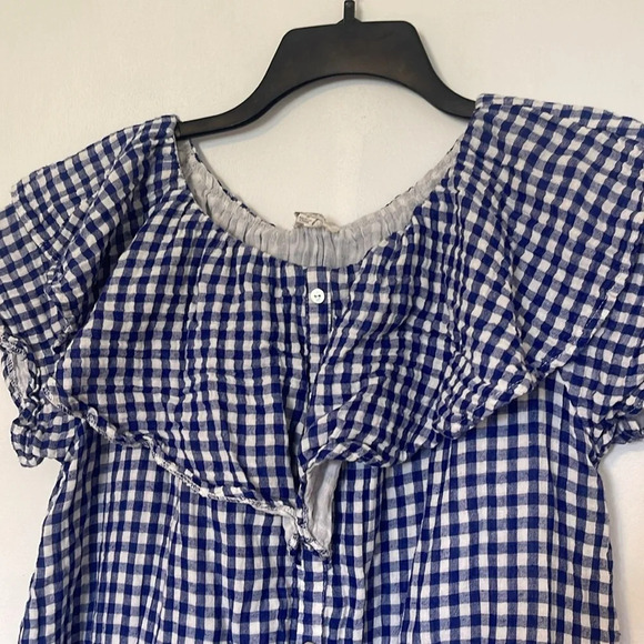 Umgee Blue and White Checkered Picnic Button Down Dress - Picture 3 of 7